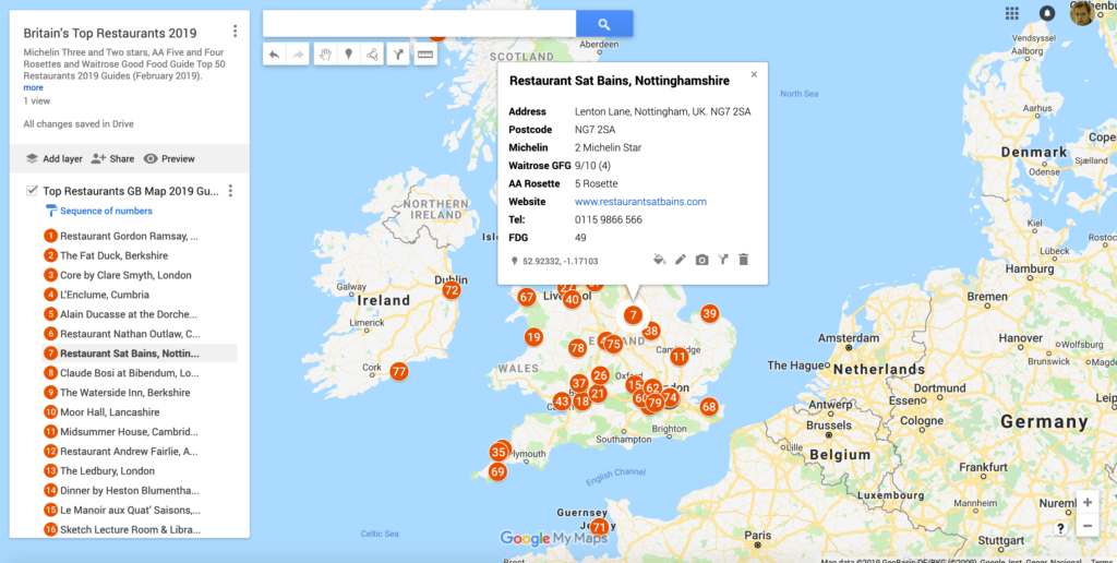 Britain Restaurant Map Image